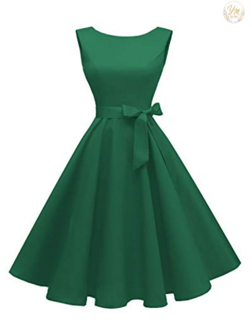 Sleeveless Boatneck A-Line Cocktail Dress Vintage 1950s